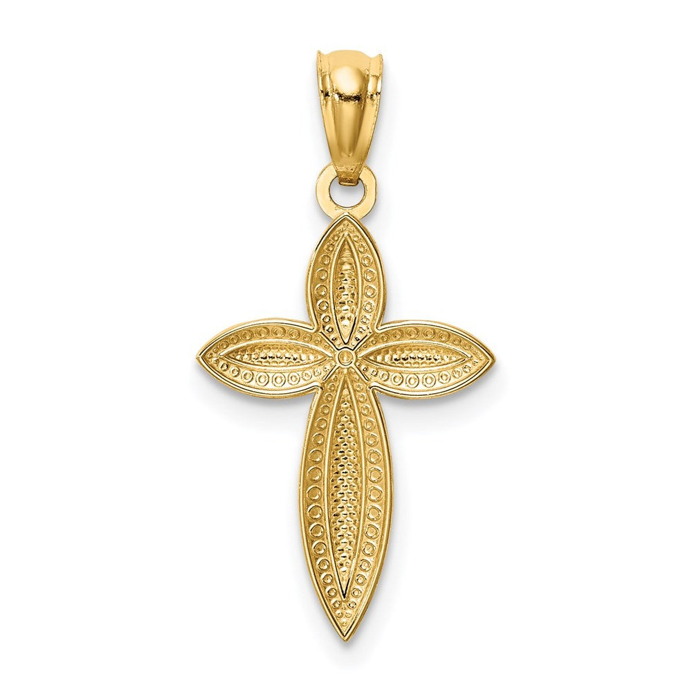 14k Yellow Gold White Rhodium Passion Cross Pendant