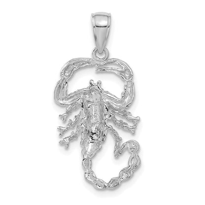 14k White Gold Solid Polished Open-Backed Scorpion Pendant