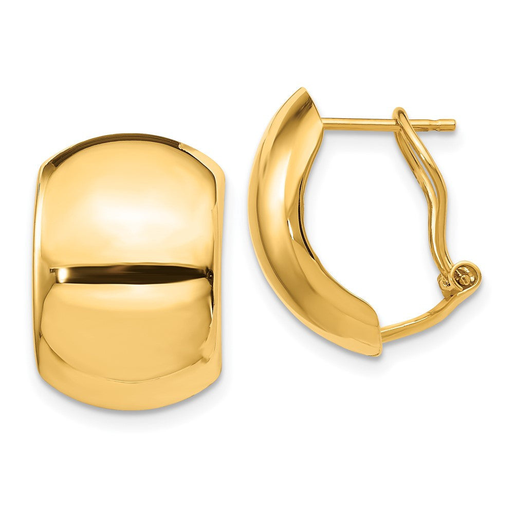 14k Yellow Gold Polished Omega Back Drop & Dangle Earrings