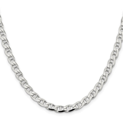 Sterling Silver 5.7mm Diamond-Cut Flat Anchor Curb Chain Necklace 22"