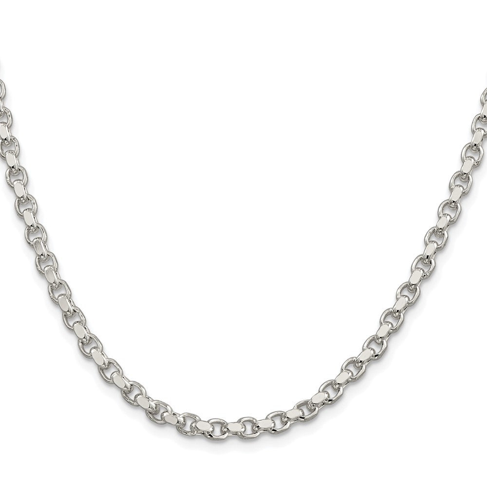 Sterling Silver Rhodium-plated 4mm Diamond-cut Rolo Chain Necklace 20"