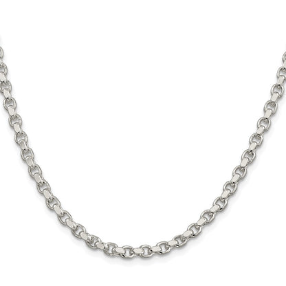Sterling Silver Rhodium-plated 4mm Diamond-cut Rolo Chain Necklace 20"