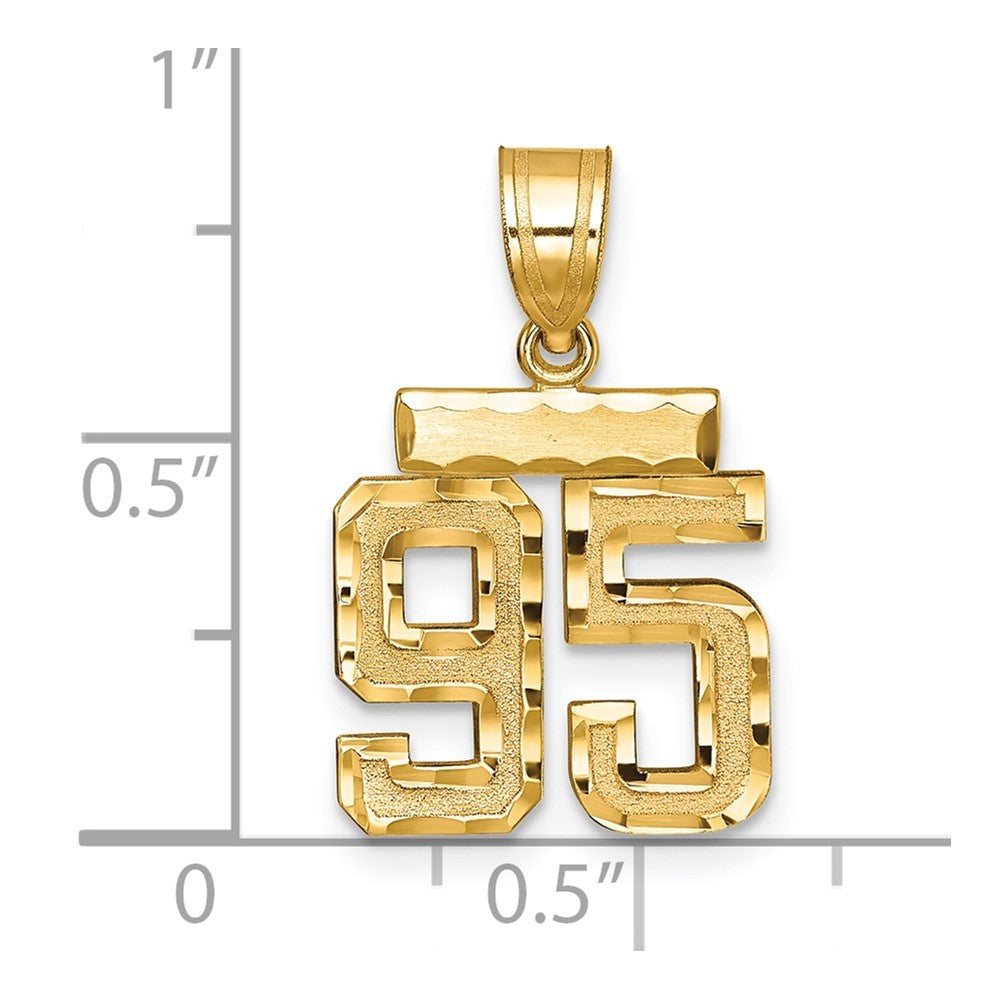 14k Yellow Gold Small Brushed Diamond-cut Number 95 Charm Pendant