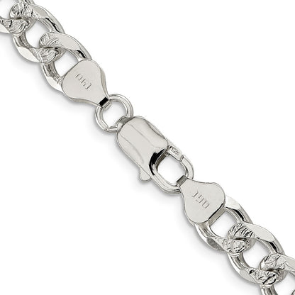 Sterling Silver 8.3mm Pav� Curb Chain Necklace 24"