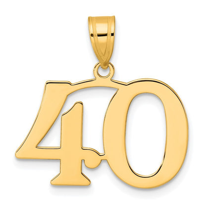 14k Yellow Gold Polished Number 40 Pendant