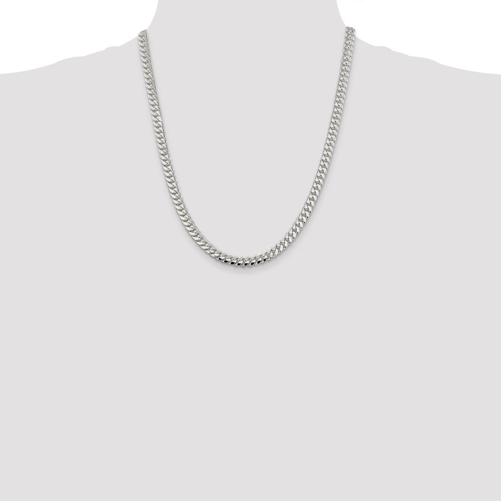 Sterling Silver 6.4mm Polished Domed Curb Chain Necklace 22"