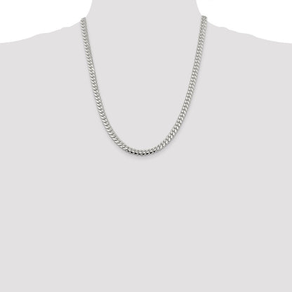 Sterling Silver 6.4mm Polished Domed Curb Chain Necklace 22"