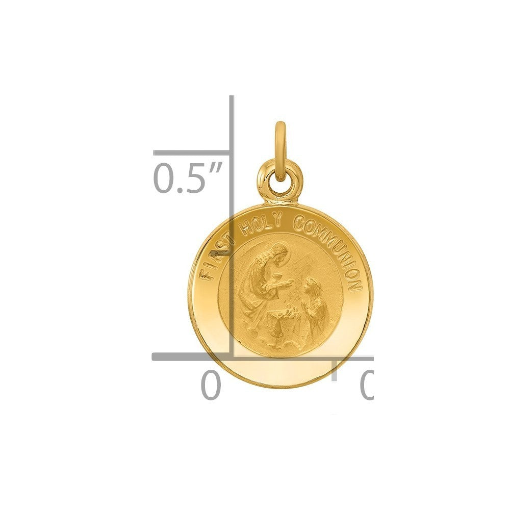 14k Yellow Gold First Communion Medal Charm Pendant