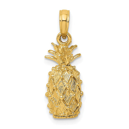 14k Yellow Gold 3-D Pineapple Charm Pendant