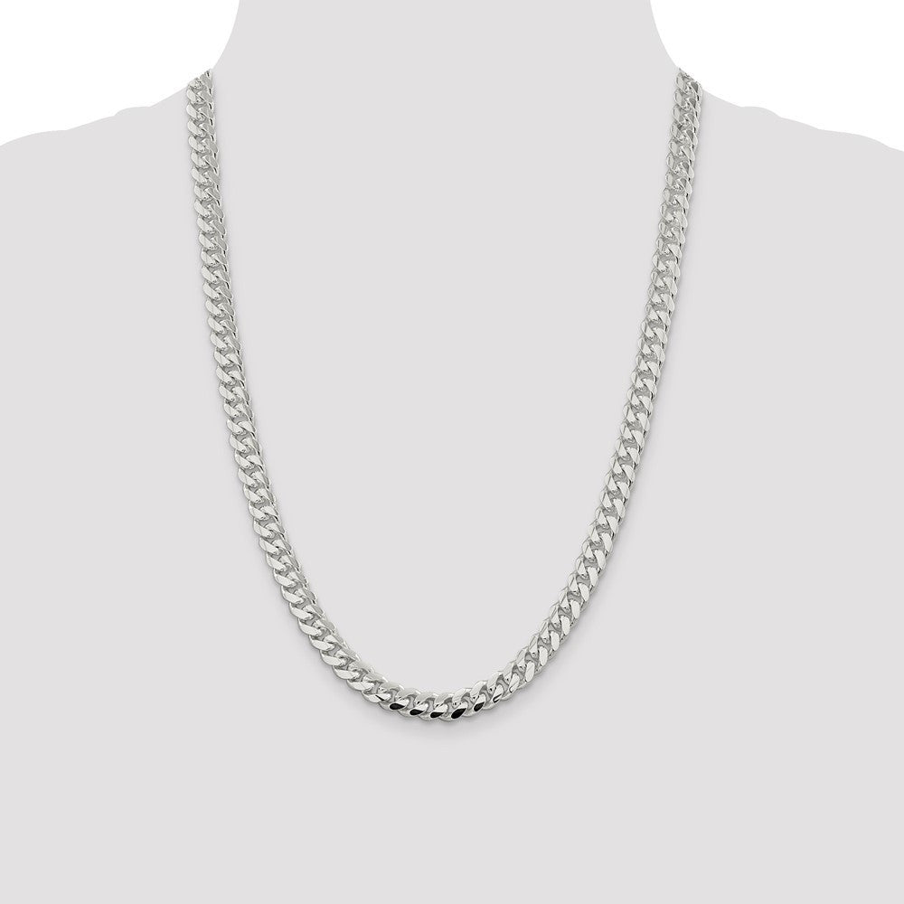 Sterling Silver 7.8mm Polished Domed Curb Chain Necklace 24"