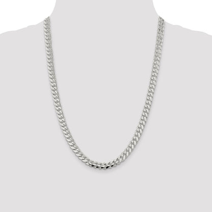 Sterling Silver 7.8mm Polished Domed Curb Chain Necklace 24"
