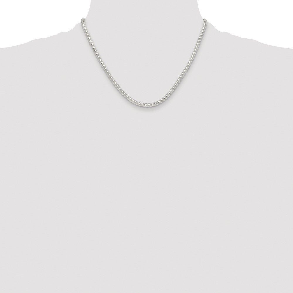 Sterling Silver Rhodium-plated Polished 4mm Round Box Chain Necklace 18"