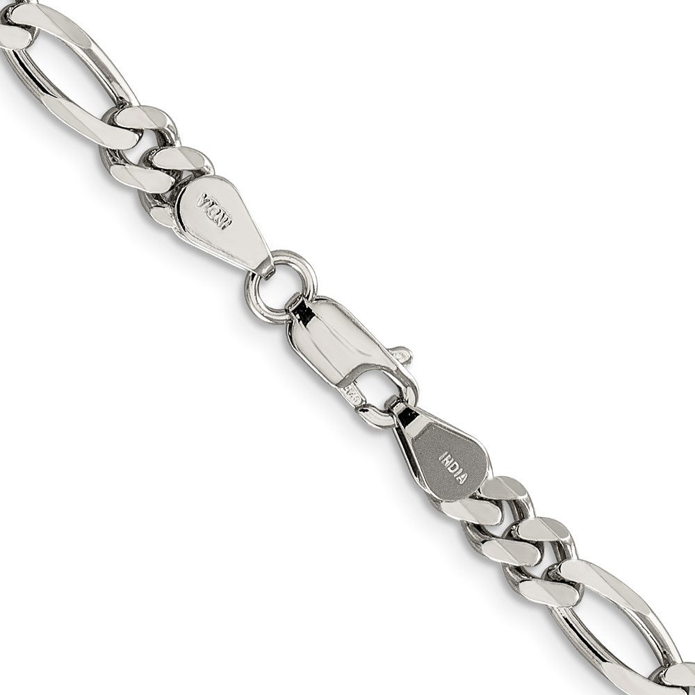 Sterling Silver Rhodium-plated 5.25mm Figaro Chain Necklace 22"