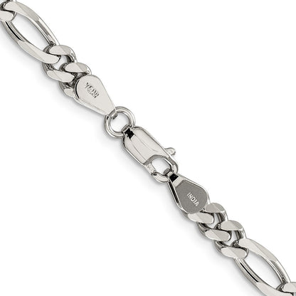 Sterling Silver Rhodium-plated 5.25mm Figaro Chain Necklace 22"