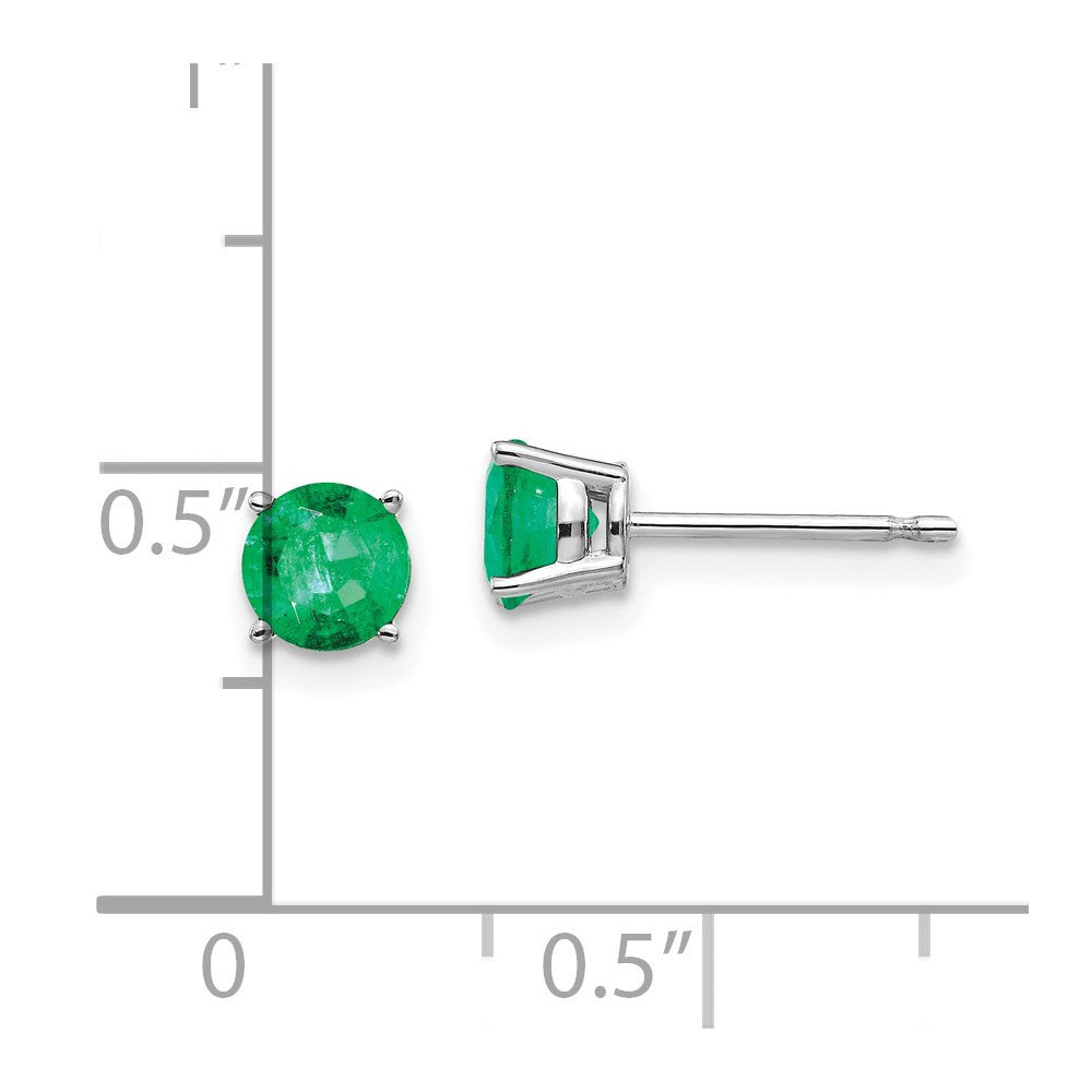 14k White Gold Emerald Stud Earrings