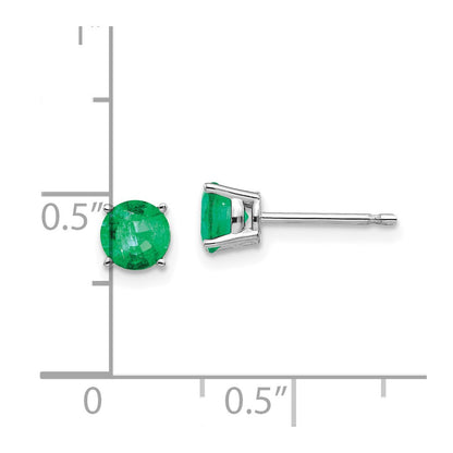14k White Gold Emerald Stud Earrings