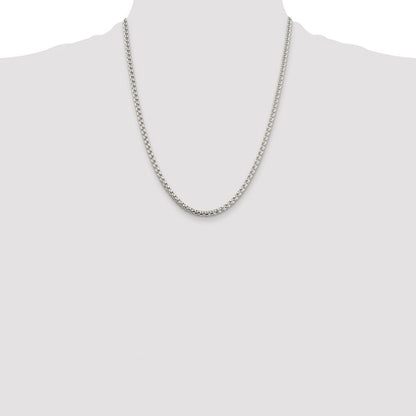 Sterling Silver Rhodium-plated 3.6mm Round Box Chain Necklace 22"