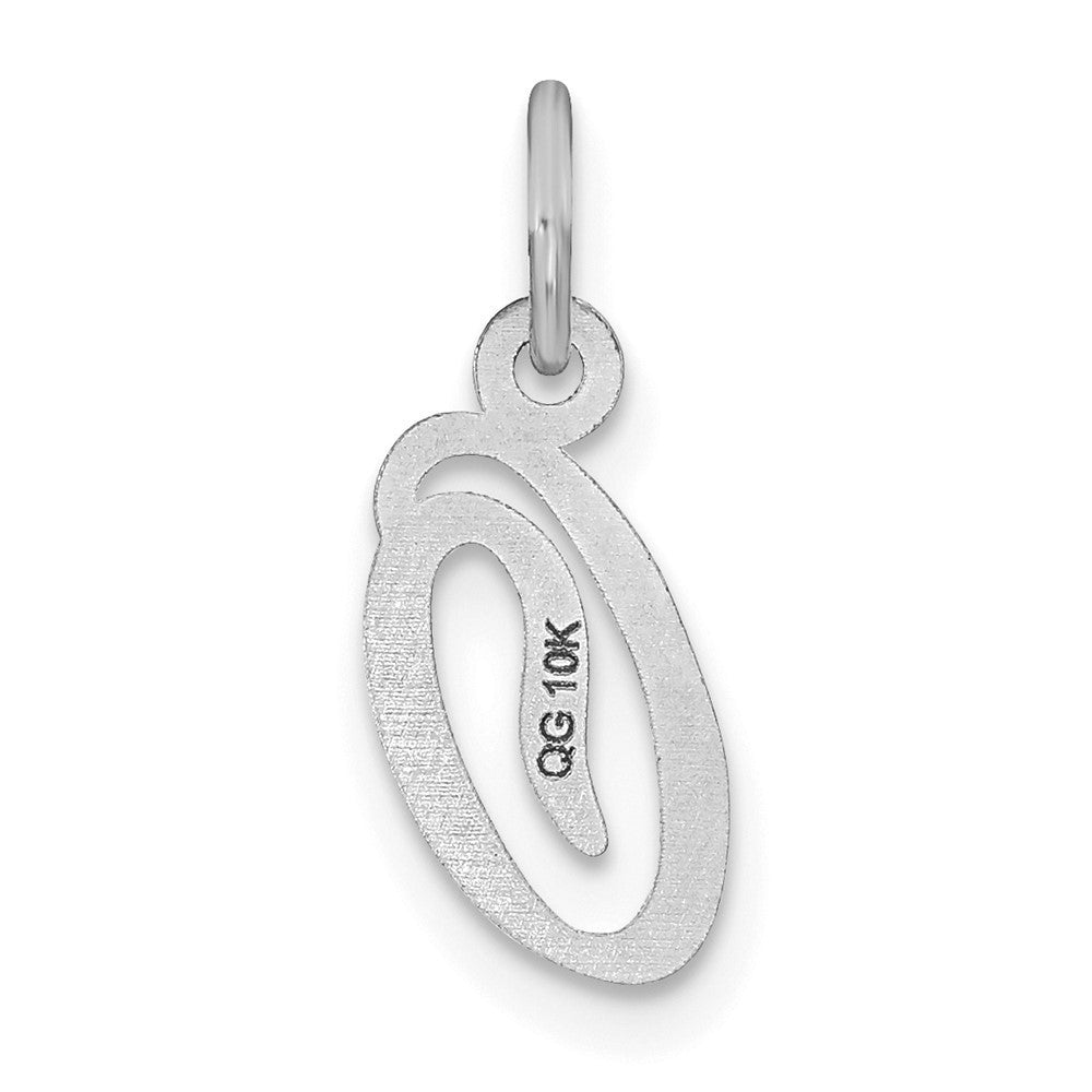 14k White Gold Casted Script Letter O Initial Charm Pendant