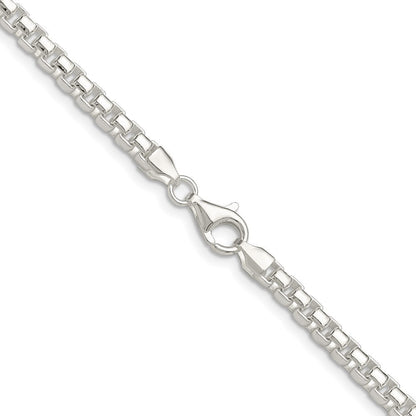 Sterling Silver Polished 4mm Round Box Chain Necklace 22"