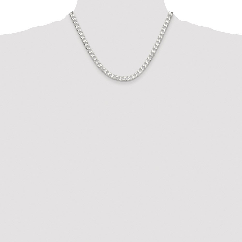 Sterling Silver 5.75mm Diamond-Cut Square Curb Chain Necklace 18"