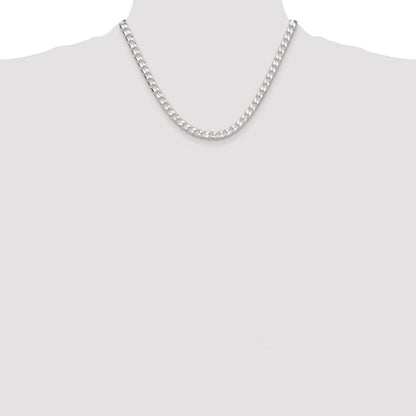 Sterling Silver 5.75mm Diamond-Cut Square Curb Chain Necklace 18"