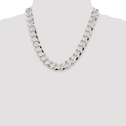 Sterling Silver 14mm Flat Curb Chain Necklace 20"