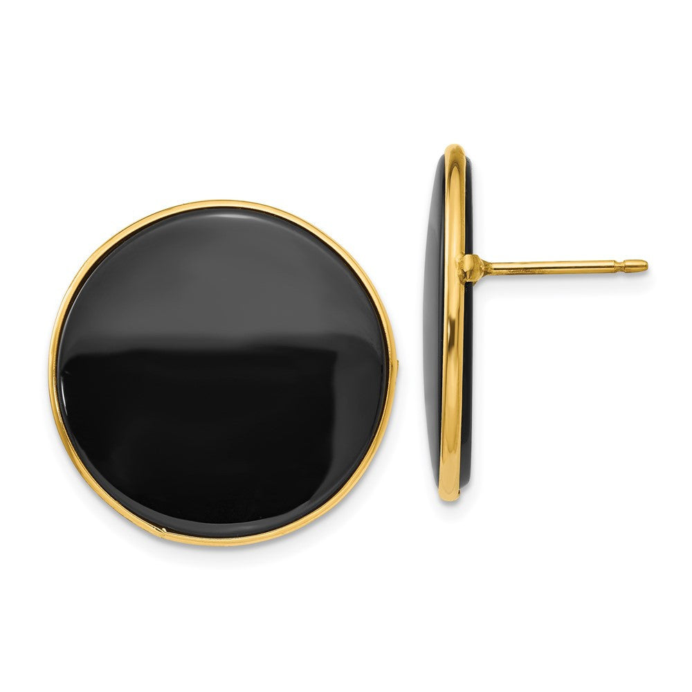 14k Yellow Gold Black Onyx Stud Earrings