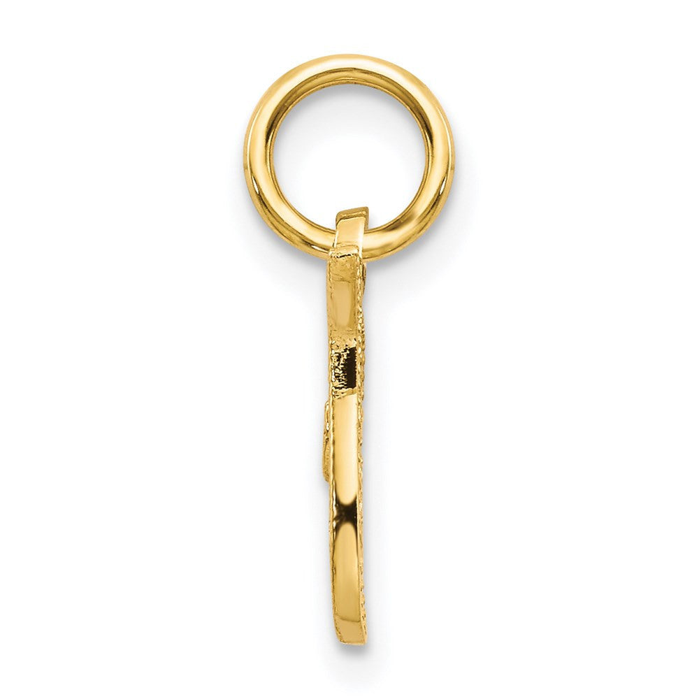 14k Yellow Gold Script Letter T Initial Charm Pendant