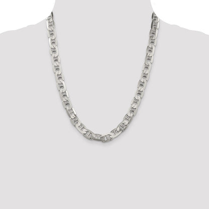 Sterling Silver 9.5mm Flat Anchor Chain Necklace 22"