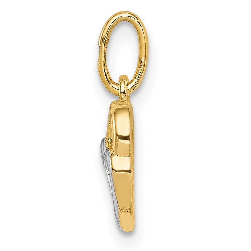 14k Yellow Gold and White Rhodium Polished Hearts Pendant