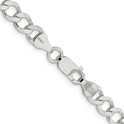 Sterling Silver 6.7mm Semi-solid Flat Curb Chain Necklace 24"