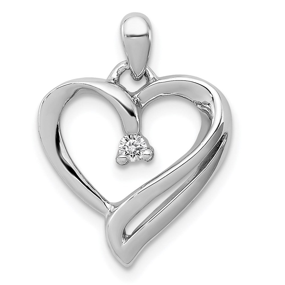 Sterling Silver Rhodium Diamond Heart Pendant