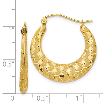 14k Yellow Gold Laser Cut Patterned Hoop Earrings