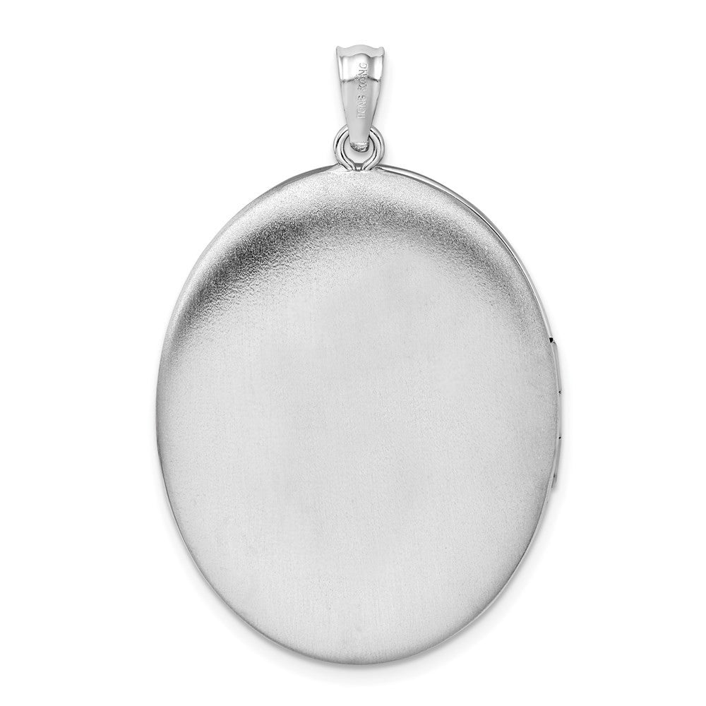 Sterling Silver Rhodium-plated W/ Side Swirls 34mm Oval Locket Pendant