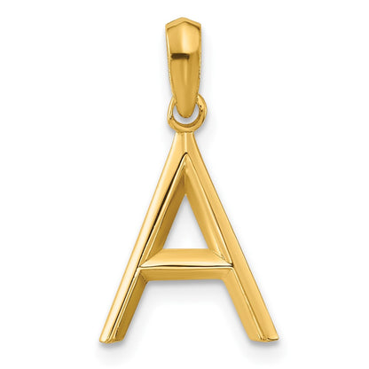 14k Yellow Gold Fancy Letter A Initial Pendant