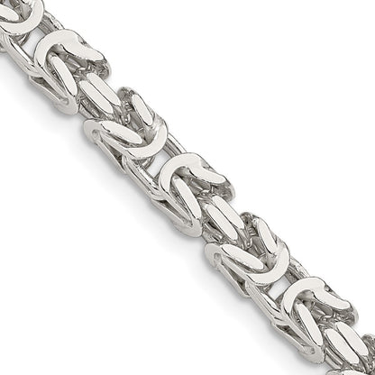 Sterling Silver 4.25mm Byzantine Chain Necklace 20"