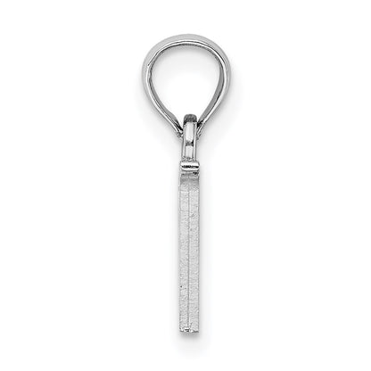 14k White Gold Polished Block Letter V Initial Pendant