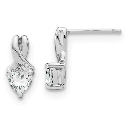 Sterling Silver Rhodium-plated White Topaz and Diamond Dangle Earrings