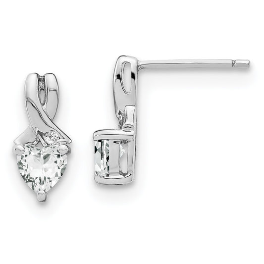 Sterling Silver Rhodium-plated White Topaz and Diamond Dangle Earrings