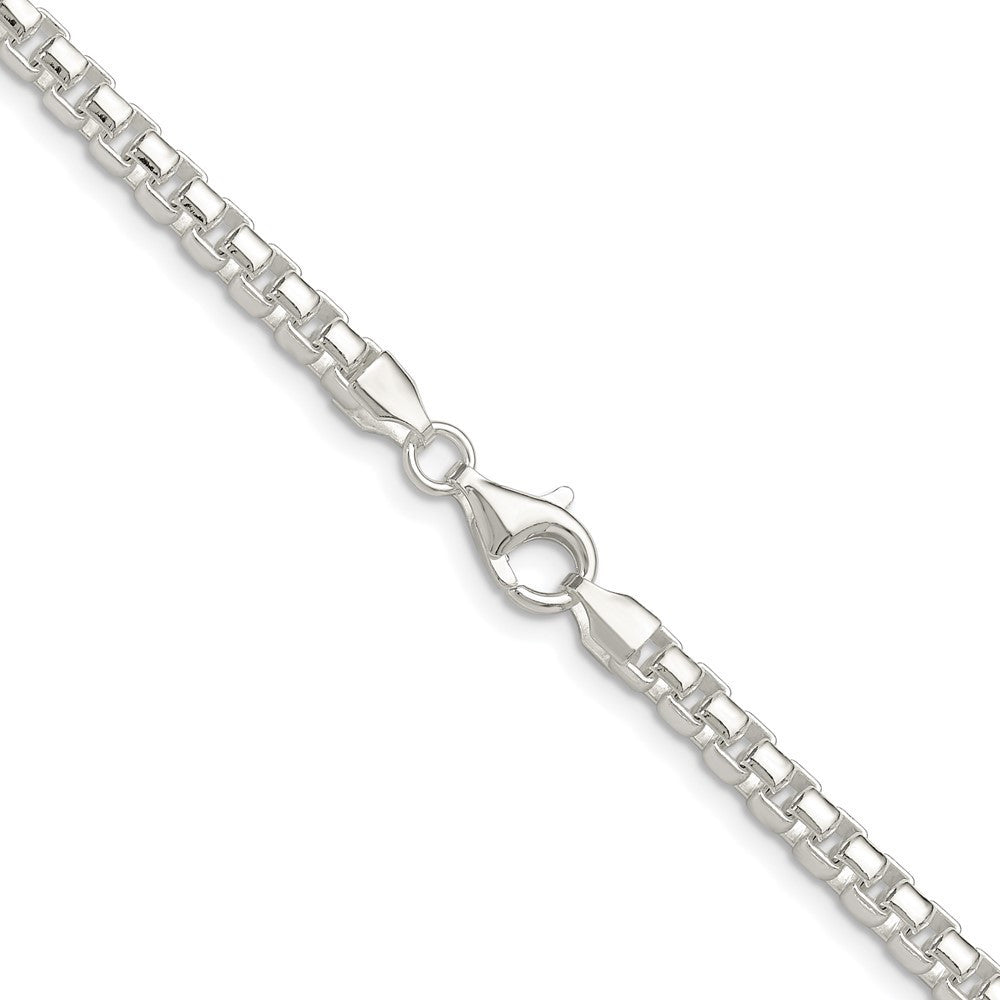 Sterling Silver Rhodium-plated Polished 4mm Round Box Chain Necklace 22"