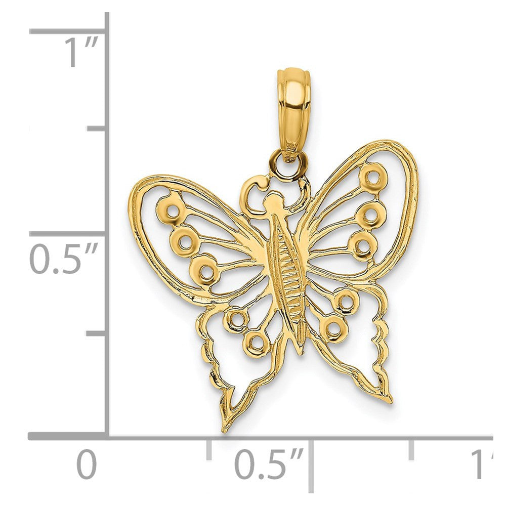 14k Yellow Gold Cut-Out Butterfly Charm Pendant