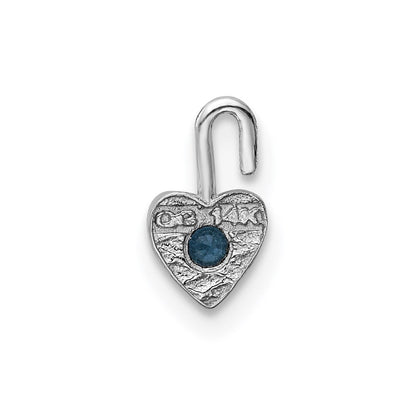 14k White Gold December Synthetic Birthstone Heart Charm Pendant
