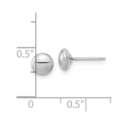 14k White Gold Polished Button Stud Earrings