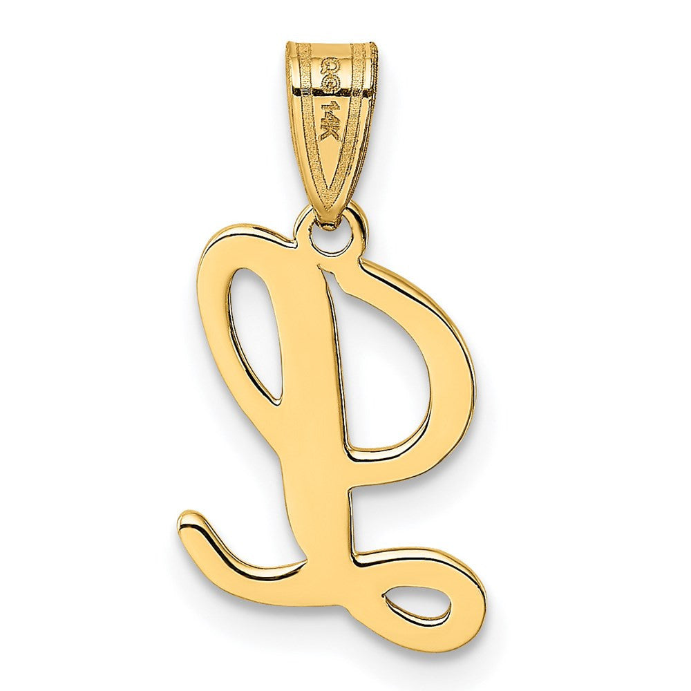 14k Yellow Gold Script Letter L Initial Pendant