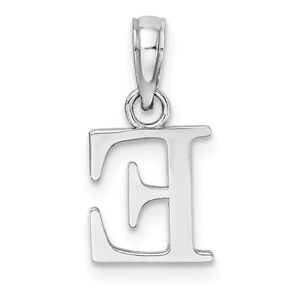 14k White Gold Polished Block Letter E Initial Pendant