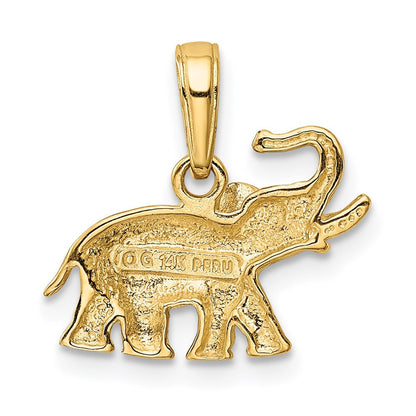 14k Yellow Gold Polished Elephant Charm Pendant