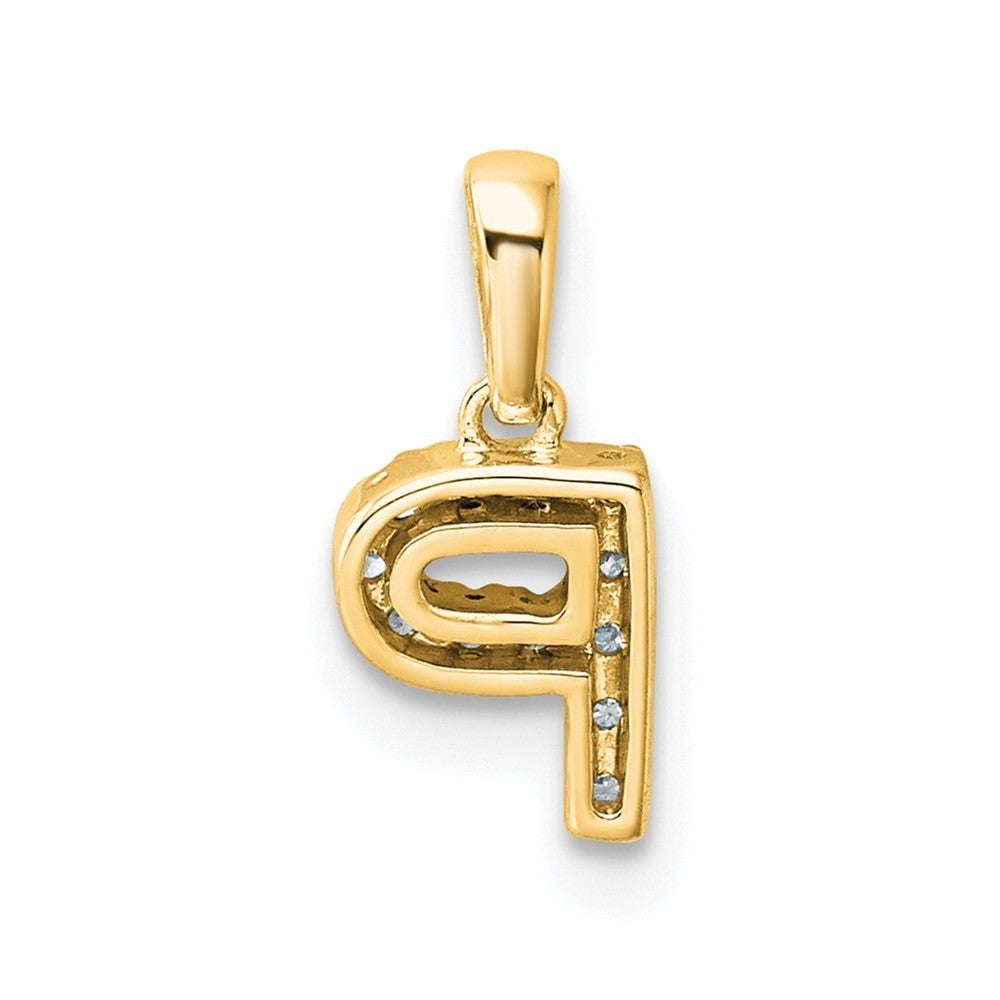 14k Yellow Gold Diamond Letter P Initial with Bail Pendant