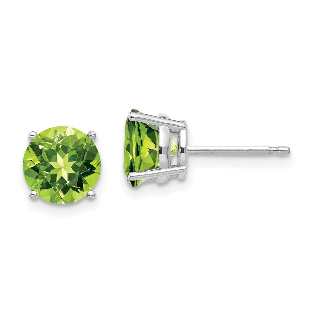 14k White Gold 7mm Peridot Stud Earrings
