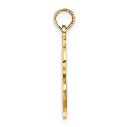 14k Yellow Gold Textured Dollar Sign Charm Pendant