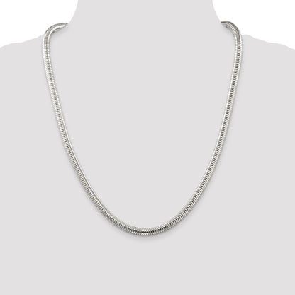 Sterling Silver 6mm Round Snake Chain Necklace 24"